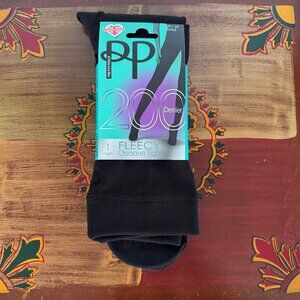 Pretty Polly 200 Denier Fleecy Opaque Black Tights Women's Sz Small British NWT